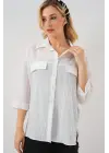 Cep Detaylı Kısa Kol Gömlek 20317 - Beyaz
