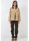 Cep Detaylı Oversize Ceket 5973 - Bej