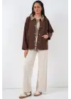 Cep Detaylı Oversize Ceket 5973 - Kahverengi