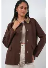 Cep Detaylı Oversize Ceket 5973 - Kahverengi