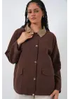 Cep Detaylı Oversize Ceket 5973 - Kahverengi
