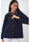 Cep Detaylı Oversize Ceket 5973 - Lacivert
