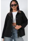 Cep Detaylı Oversize Ceket 5973 - Siyah