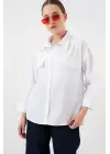 Cep Detaylı Oversize Gömlek 20313 - Beyaz