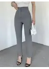 Omarı Yüksek Bel Gri Detaylı Cep Pantolon