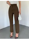 Cep Detaylı Yüksek Bel Pantolon -K. Kahve