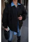 Cepli Siyah Bomber Ceket