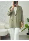 Cepli Tek Düğmeli Likralı Ceket  -Çağla Y.