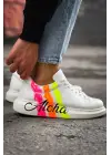 Omarı ALOHA Sarı Pembe Beyaz Renkli Erkek Ayakkabı
