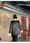 Omarı Yumuşak Peluşlu Kaplamalı Deri Kaban