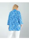 Omarı Etkileyici Çiçek Desenli Mavi Kimono Modası