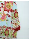 Omarı Çiçek Desenli Viskon Tunik - Kiremit Rengi