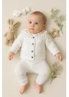 Çiçek Nakışlı Düşmeli Bandanalı Kız Bebek Takımı