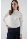 Çiçekli Örme Bluz 978 - Beyaz