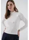 Çiçekli Örme Bluz 978 - Beyaz
