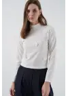 Çiçekli Örme Bluz 978 - Beyaz