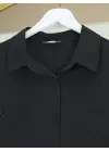 Omarı Etkileyici Oval Kesim Çift Cep Detaylı Gömlek Tunic