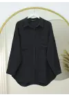Omarı Etkileyici Oval Kesim Çift Cep Detaylı Gömlek Tunic