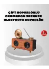 Çift Hoparlörlü Retro Bluetooth Speaker 1800mah Bataryalı Aux Usb Sd Kartlı