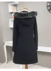 Çıkma Kapşonlu Çıtçıtlı Cepli Kısa Kaban -Siyah