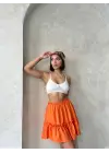 Omarı Turuncu Çingene Keten Etek