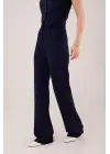 Cırt Kapama Detaylı Lacivert Pantolon
