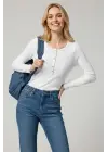 Çıtçıt Detaylı Bluz Beyaz T4343