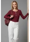 Çıtçıt Detaylı Bluz Bordo T4343