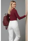 Çıtçıt Detaylı Bluz Bordo T4343