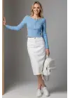 Çıtçıt Detaylı Bluz Mavi T4343