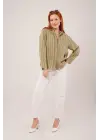 Omarı Yeşil Gömlek Çizgili Düğmeli Moda Parçası