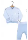 Çizgili Bear Hırkalı % 100 Pamuk Erkek Bebek Takım