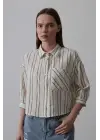 Omarı Çizgili Kısa Gömlek - Trendy ve Rahat
