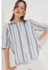 Çizgili Kısa Kol Gömlek 20345 - Lacivert