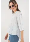 Çizgili Oversize Bluz 967 - A.Mavi