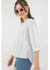 Çizgili Oversize Bluz 967 - A.Mavi