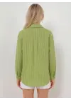 Çizgili Oversize Gömlek 20293 - E.Yeşil