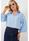 Modern Oversize Çizgili Gömlek