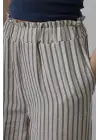 Omarı Çizgili Pamuklu Lastikli Pantolon - Trendy Yazlık Stil