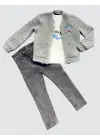 Omarı Çocuk Pilot Mont ve Sweat Takımı Gri