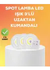 Çok Amaçlı Kullanım İçin Kablosuz Yapışkanlı 3 Lü Uzaktan Kumandalı Led Spot Lamba