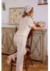 Omarı Zarif Çok Renkli Fransız Esintisi Pijama Takımı