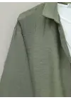Crop Badyli  Kolyeli Arkası Uzun Gömlek -Haki