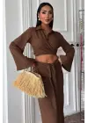 Omarı Büyüleyici Crop Gömlek ve Eteği Takımı