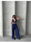 Modern Crop Pantolon Keten Takım