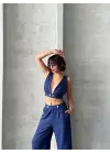 Modern Crop Pantolon Keten Takım
