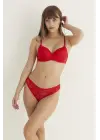 Omarı Dantel Detaylı Kırmızı Slip ve Sütyen Takımı
