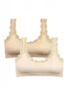 Omarı İnce Dantel İşlemeli Bambu Kadın Büstiyer - Ten Krem