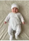 Dantelli Çiçek Nakışlı Kız Bebek Tulum %100 Pamuk