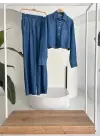 Omarı Denim Gömlek ve Plazzo Pantolon Takımı